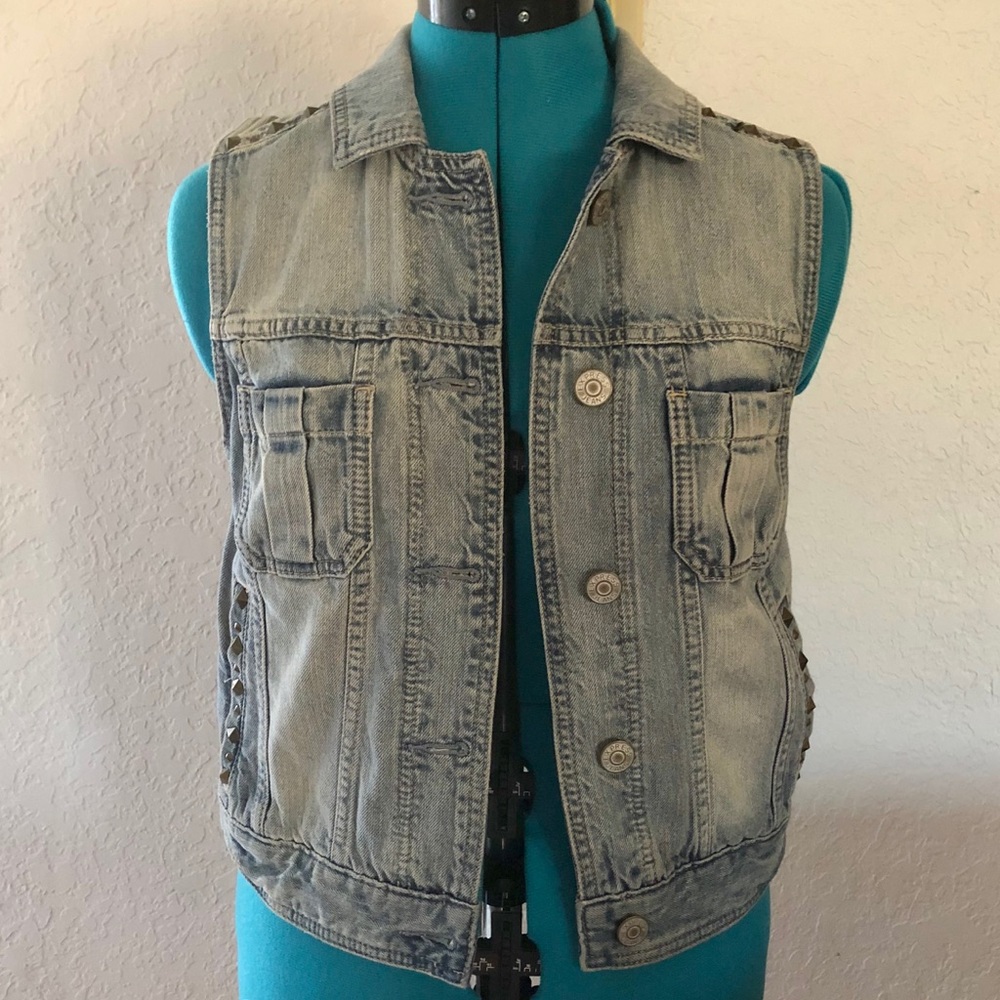 Denim vest with stud details